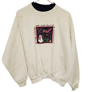 MC Energy Vintage Snowman Winter Christmas Graphic Women's Sweater Size XL